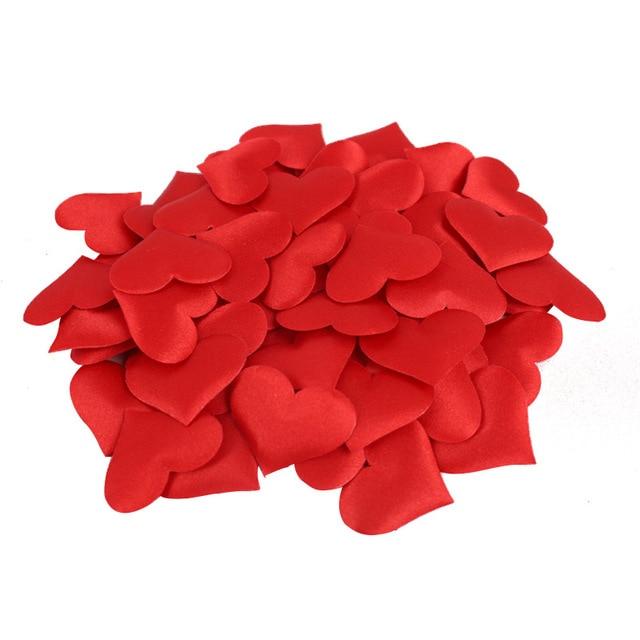 100Pcs Romantic Satin Hearts Valentine's Wedding Day Decorations