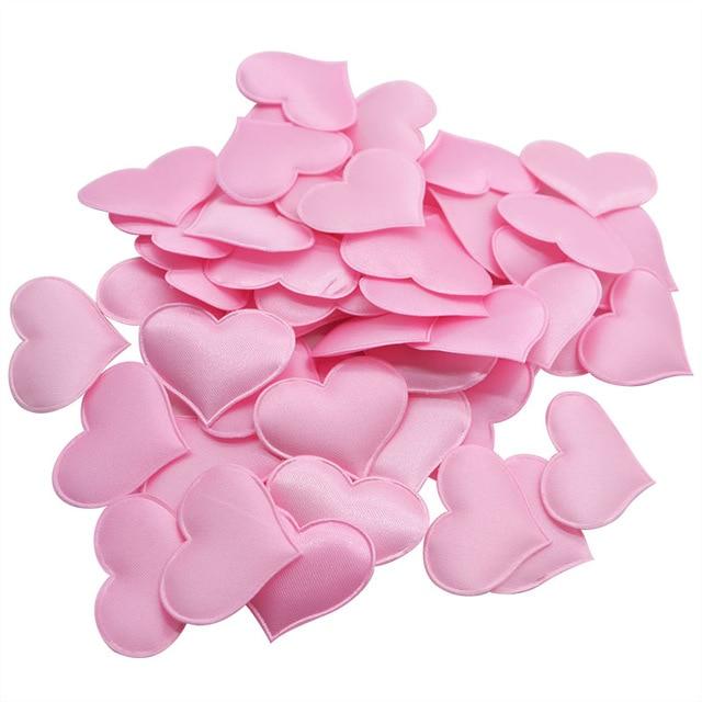 100Pcs Romantic Satin Hearts Valentine's Wedding Day Decorations