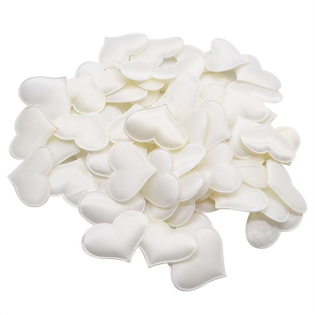 100Pcs Romantic Satin Hearts Valentine's Wedding Day Decorations