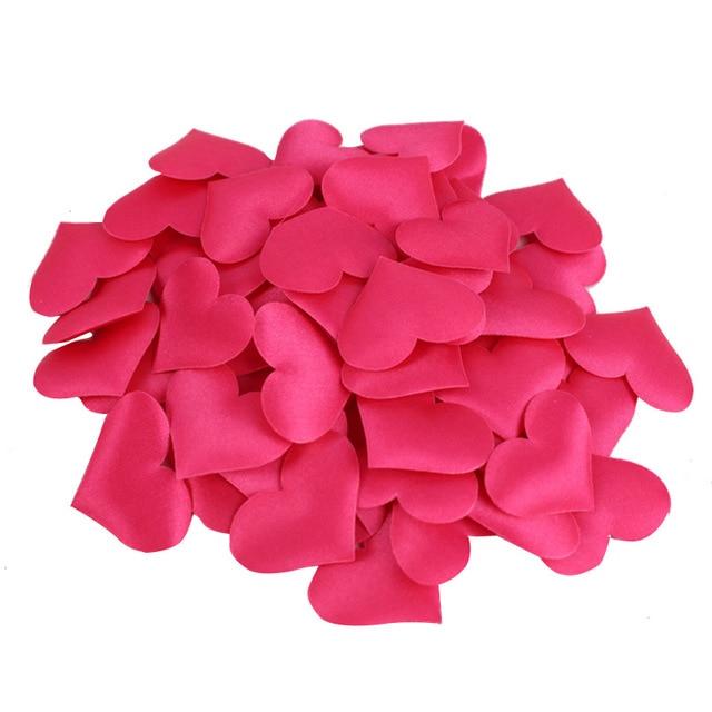 100Pcs Romantic Satin Hearts Valentine's Wedding Day Decorations