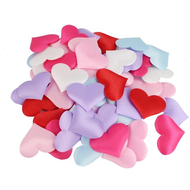 100Pcs Romantic Satin Hearts Valentine's Wedding Day Decorations