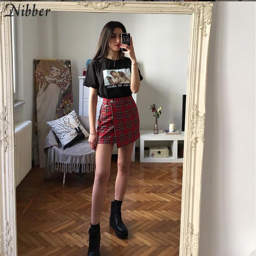 Red Plaid Mini Punk Goth Casual Skirt Women