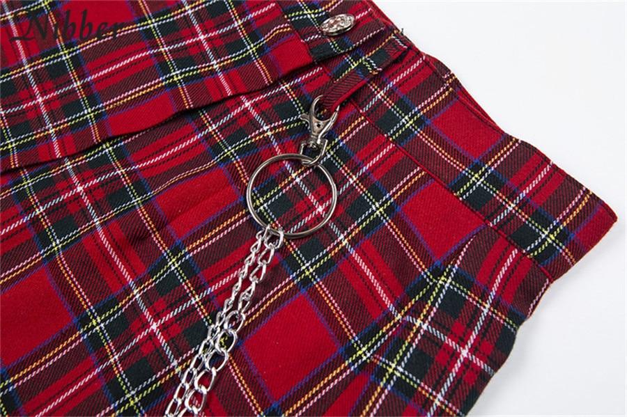 Red Plaid Mini Punk Goth Casual Skirt Women