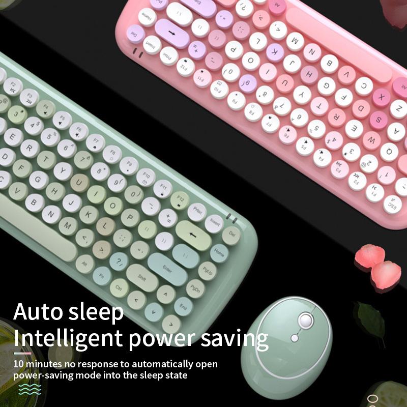 Classic Wireless Keyboard And Mouse Set In Blue / Pink Green