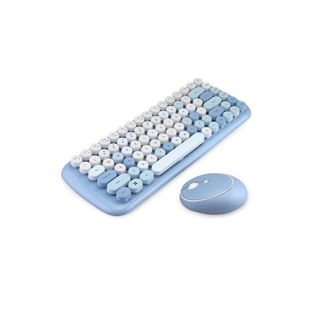 Classic Wireless Keyboard And Mouse Set In Blue / Pink Green