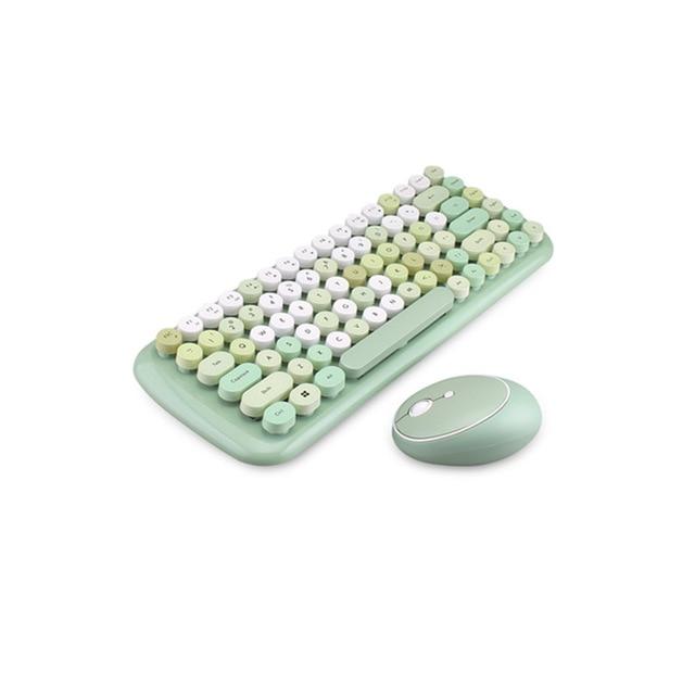 Classic Wireless Keyboard And Mouse Set In Blue / Pink Green
