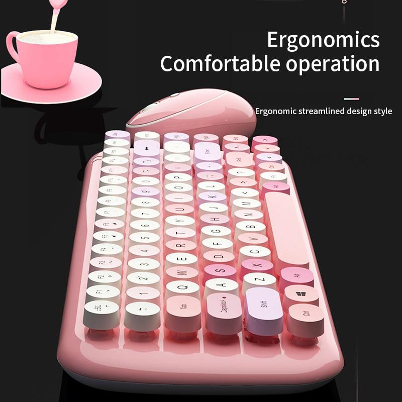Classic Wireless Keyboard And Mouse Set In Blue / Pink Green