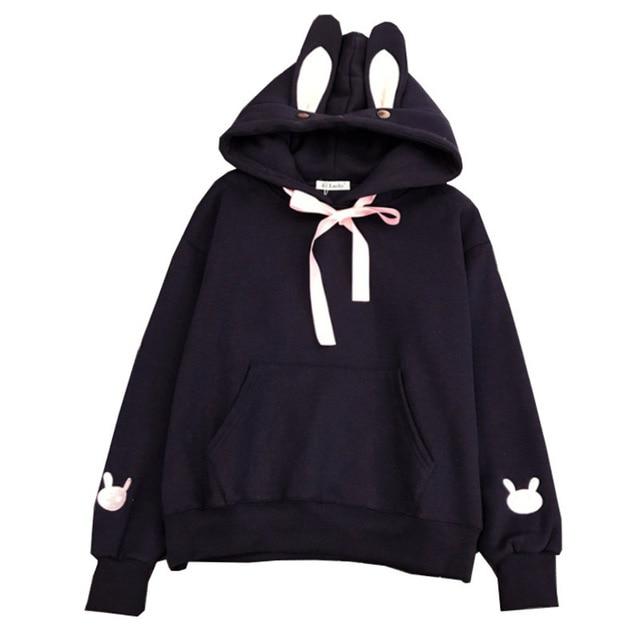 Cute Kawaii Rabbit Ears Hoodie Sweatshirt Loose Comfy Sweater
