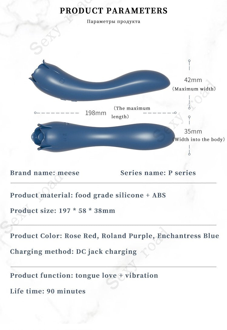 Rose Oral Licking Tongue Clitoris Vibrator Silicone Waterproof Sex Toy Women