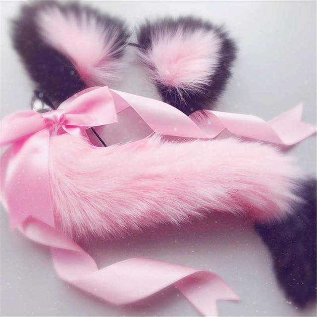1 Sets of House Of Dasein 1 Sets Neko Cat Ears Headband With Fox Or Kitten Tail Metal Butt Plug Bdsm Cosplay