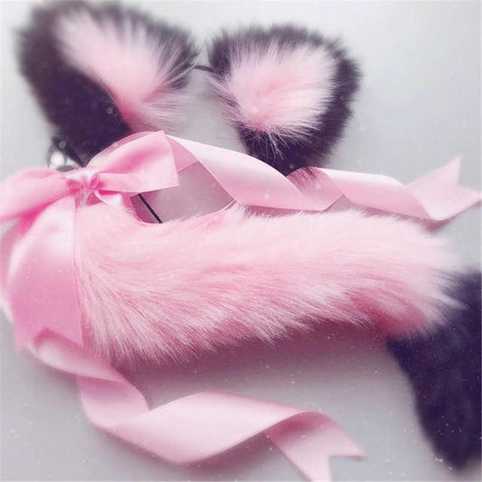 1 Sets of House Of Dasein 1 Sets Neko Cat Ears Headband With Fox Or Kitten Tail Metal Butt Plug Bdsm Cosplay