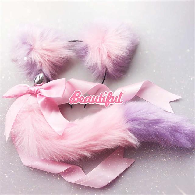 1 Sets of House Of Dasein 1 Sets Neko Cat Ears Headband With Fox Or Kitten Tail Metal Butt Plug Bdsm Cosplay