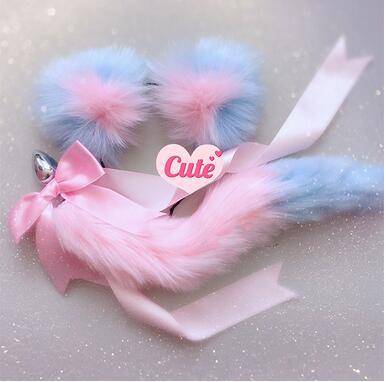 1 Sets of House Of Dasein 1 Sets Neko Cat Ears Headband With Fox Or Kitten Tail Metal Butt Plug Bdsm Cosplay