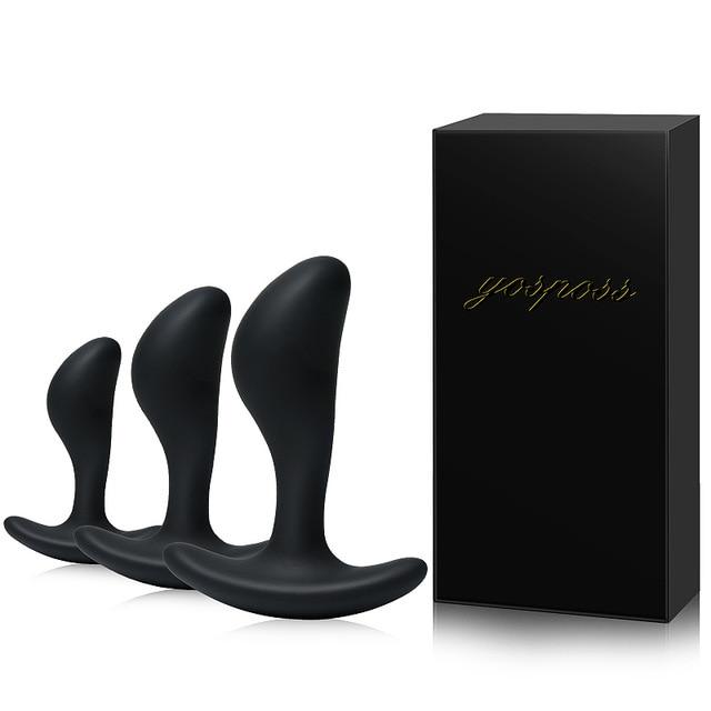 3Pcs / Set Black Silicone Butt Plug Anal Vagina Prostate Massager Sex Toys