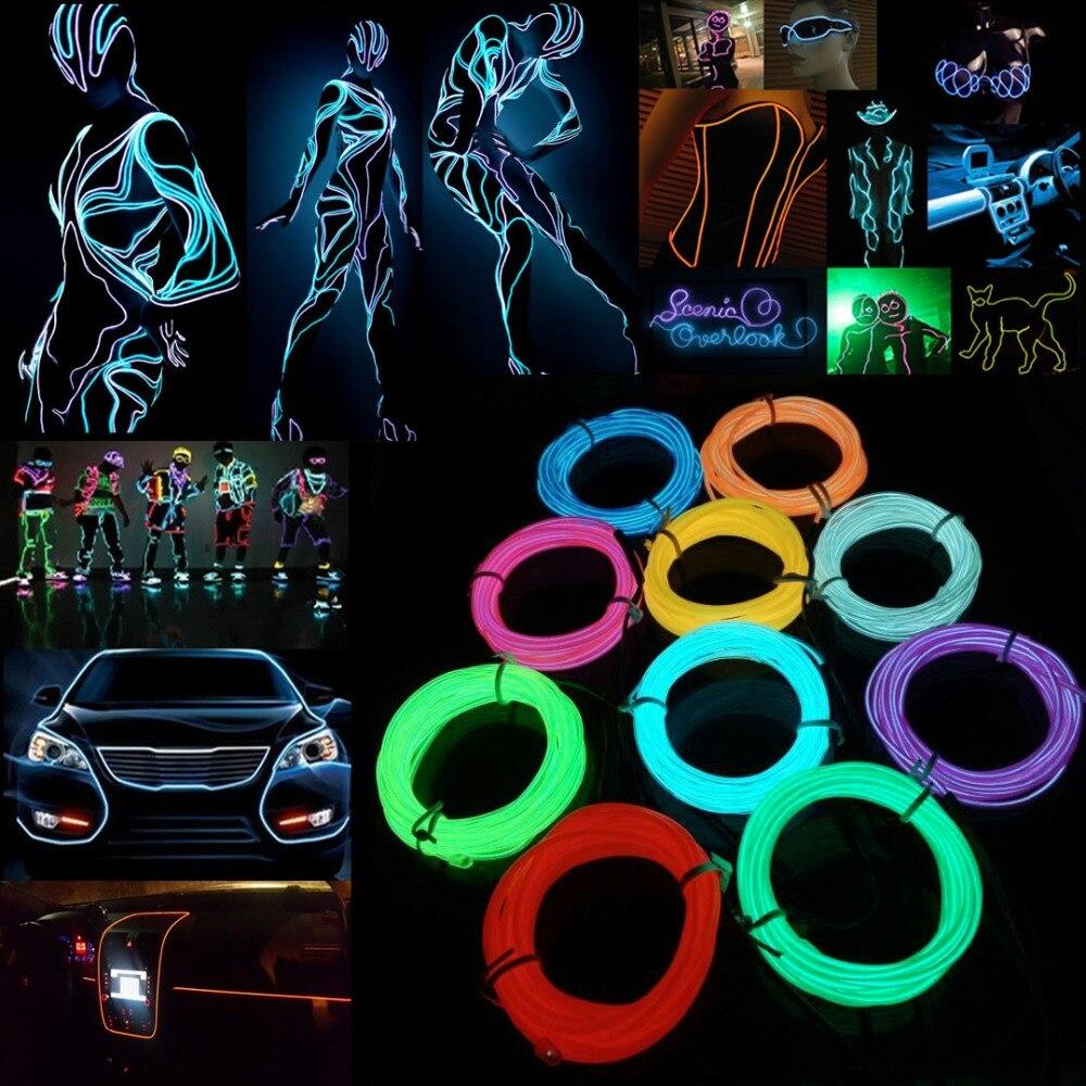 El Wire Glowing Neon Diy Decorations Dance Party Costumes 1M / 3M 5M