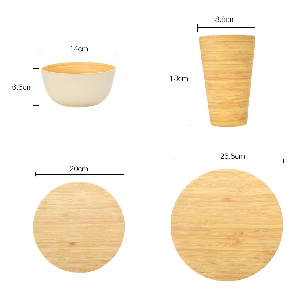 Bamboo Fiber 4Pcs Or 16Pcs Tableware Dinnerware Set