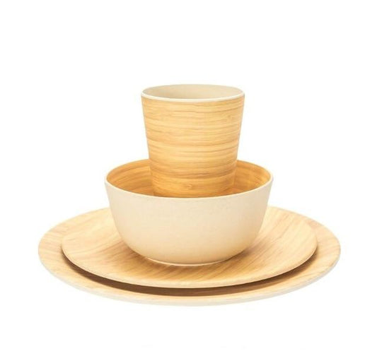 Bamboo Fiber 4Pcs Or 16Pcs Tableware Dinnerware Set