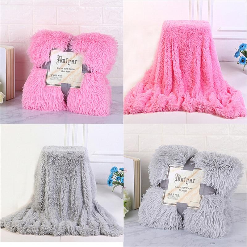160Cm X 130Cm Soft Fluffy Shaggy Warm Blanket Bedspread Throw