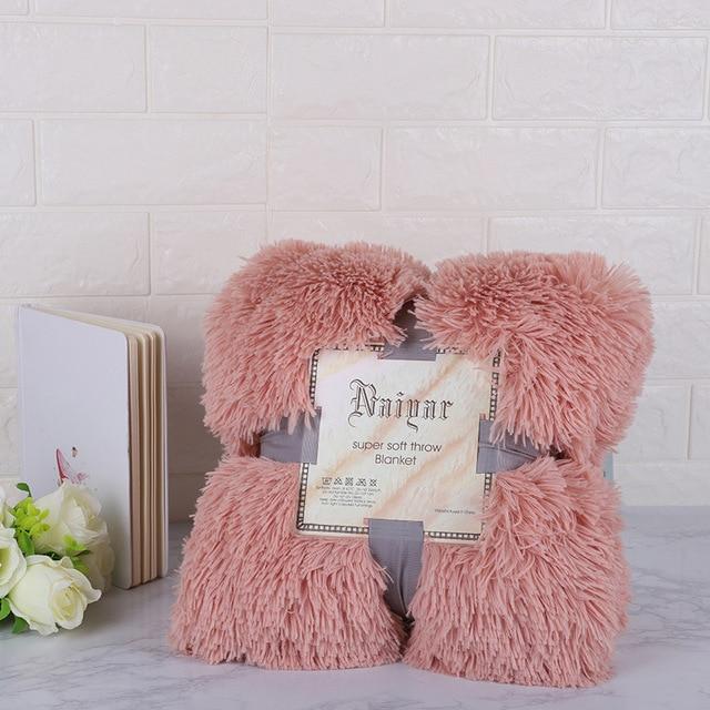 160Cm X 130Cm Soft Fluffy Shaggy Warm Blanket Bedspread Throw