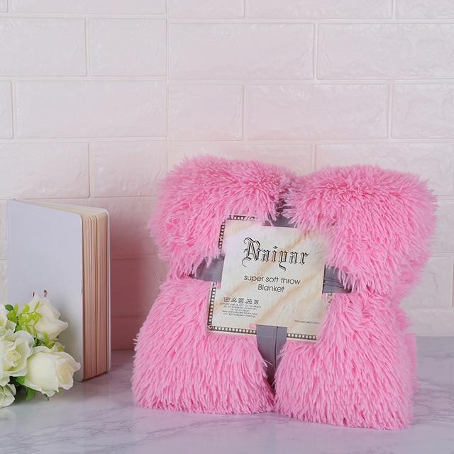 160Cm X 130Cm Soft Fluffy Shaggy Warm Blanket Bedspread Throw