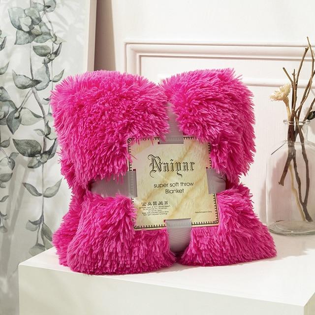 160Cm X 130Cm Soft Fluffy Shaggy Warm Blanket Bedspread Throw