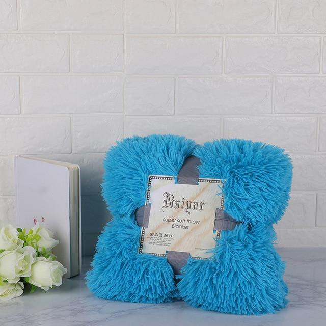 160Cm X 130Cm Soft Fluffy Shaggy Warm Blanket Bedspread Throw