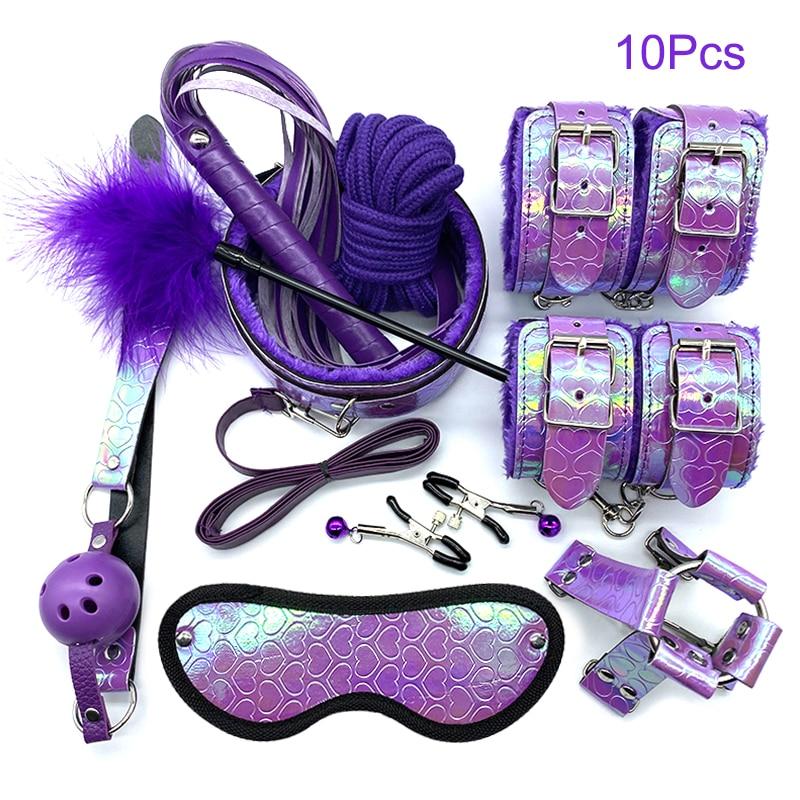 7 / 10Pcs Sparkly Pink Or Purple Bdsm Beginner Starter Kit Ddlg Fetish