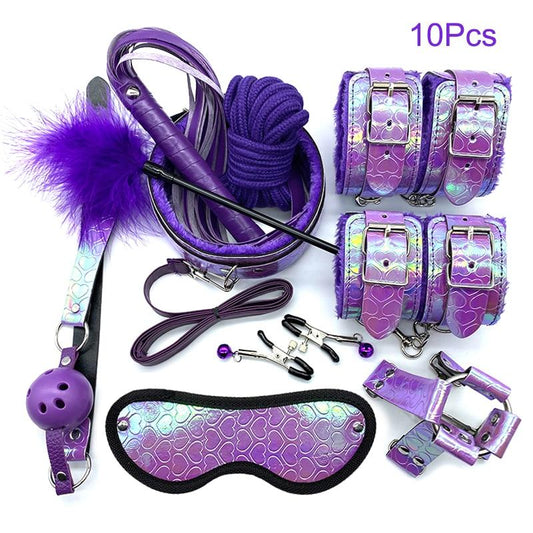 7 / 10Pcs Sparkly Pink Or Purple Bdsm Beginner Starter Kit Ddlg Fetish