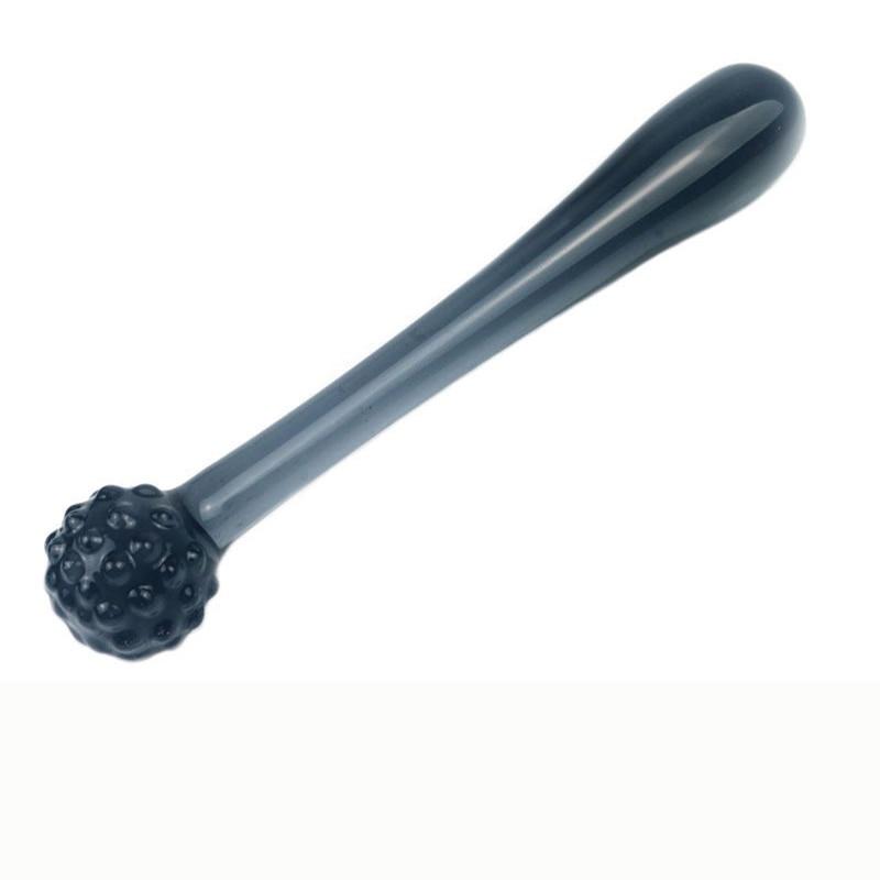 Black Granules Glass Anal Double Dildo Butt Plug Sex Toy Couples
