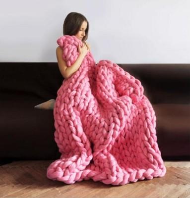 Super Warm Chunky Weave Knitted Blanket