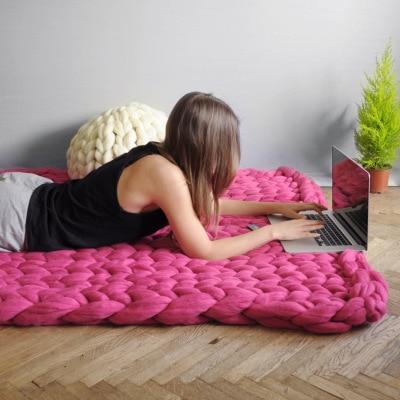 Super Warm Chunky Weave Knitted Blanket