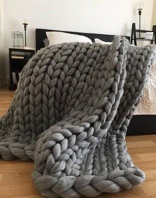 Super Warm Chunky Weave Knitted Blanket