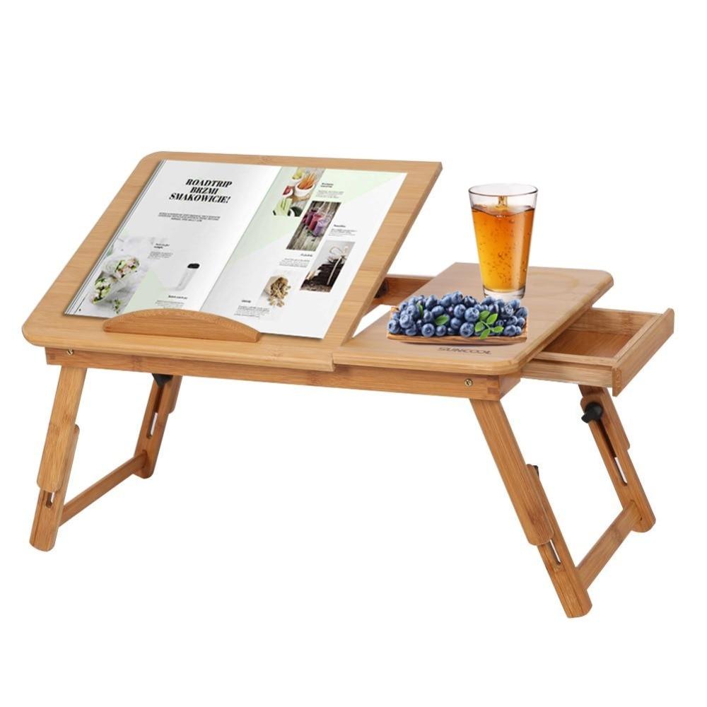 Folding Bamboo Laptop Table Computer Stand Desk Office