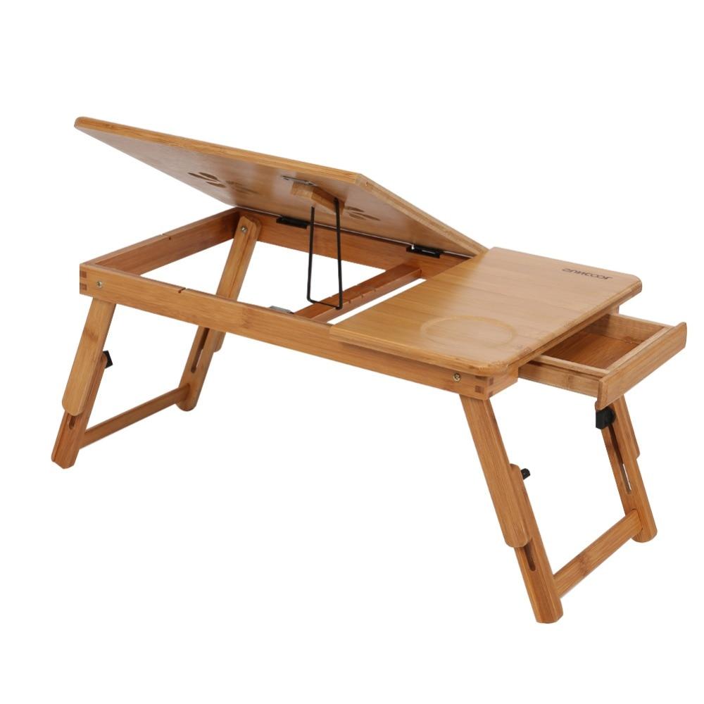 Folding Bamboo Laptop Table Computer Stand Desk Office