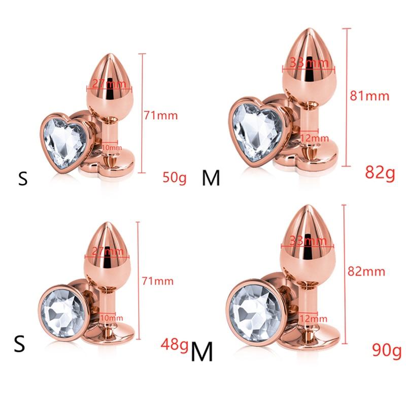 Rose Gold Metal Butt Plug Jewellery Rhinestone Anal Sex Toys