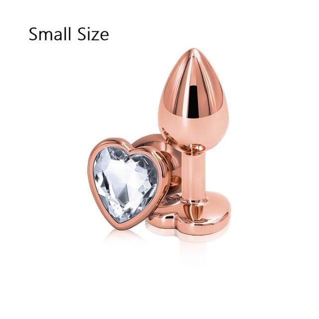 Rose Gold Metal Butt Plug Jewellery Rhinestone Anal Sex Toys