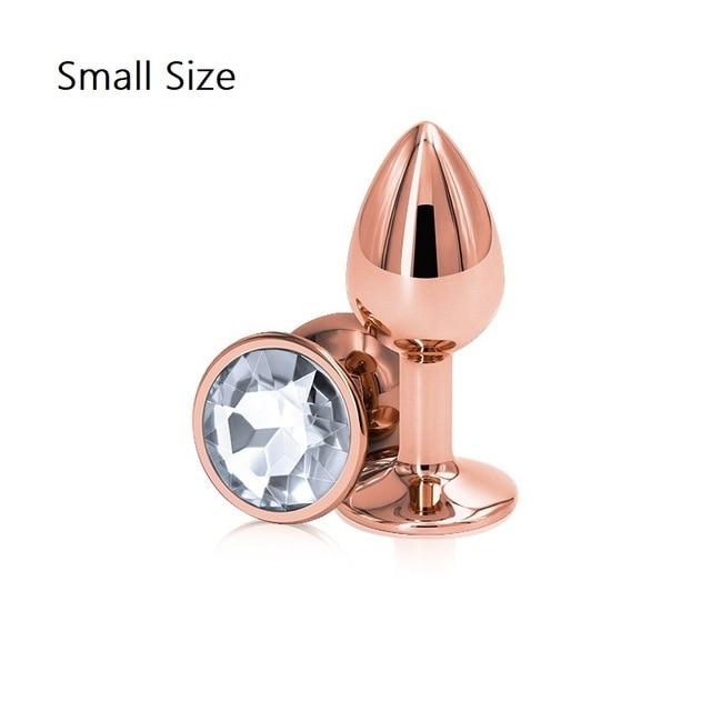 Rose Gold Metal Butt Plug Jewellery Rhinestone Anal Sex Toys