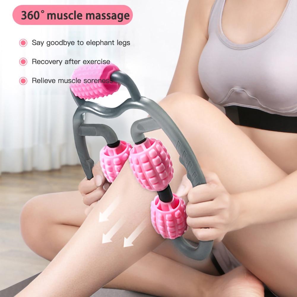 Pink Gray Body Massager Roller Ring Yoga Column Thin Leg Fitness Equipment