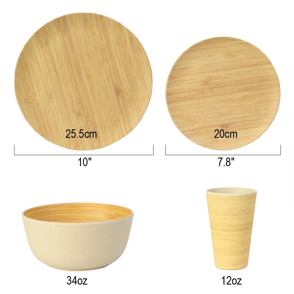 Bamboo Fiber 4Pcs Or 16Pcs Tableware Dinnerware Set