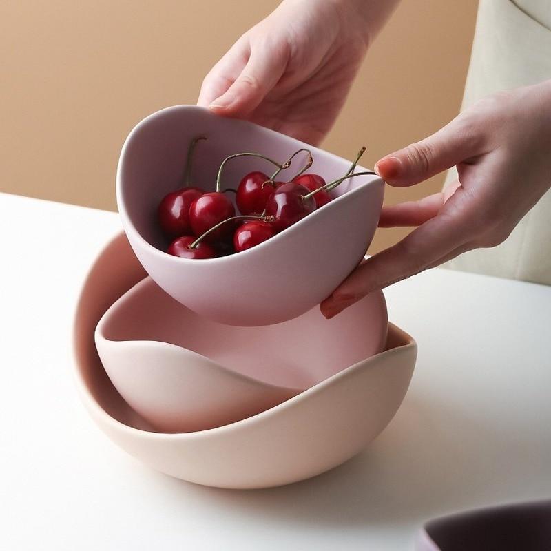 Pink Or Green Lotus Flower Design Ceramic Serving Bowls