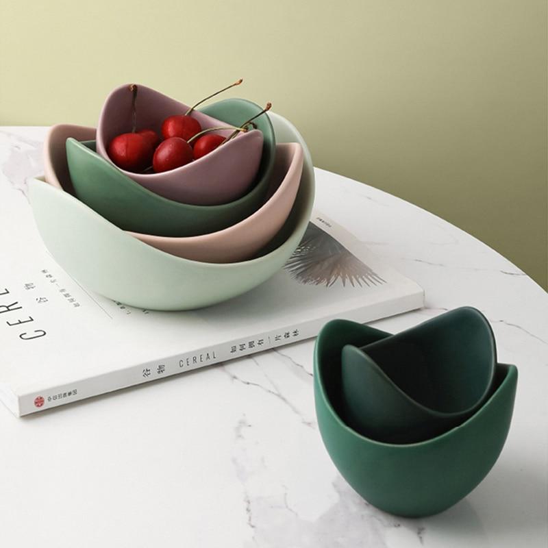Pink Or Green Lotus Flower Design Ceramic Serving Bowls