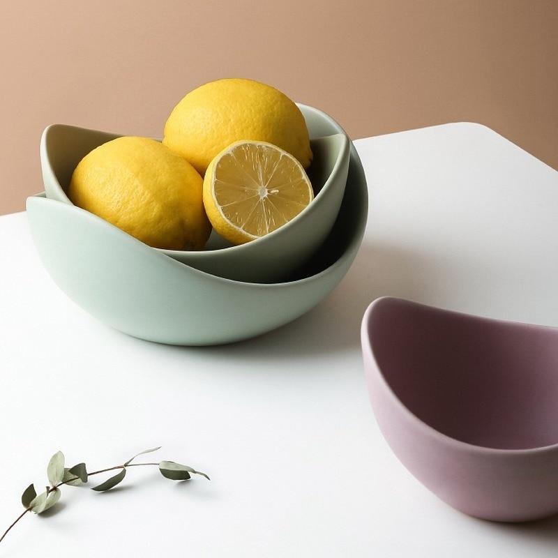 Pink Or Green Lotus Flower Design Ceramic Serving Bowls