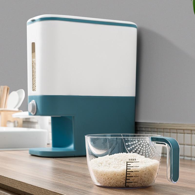 Automatic Plastic Rice Storage Box One Touch Dispenser Kitchen Tools