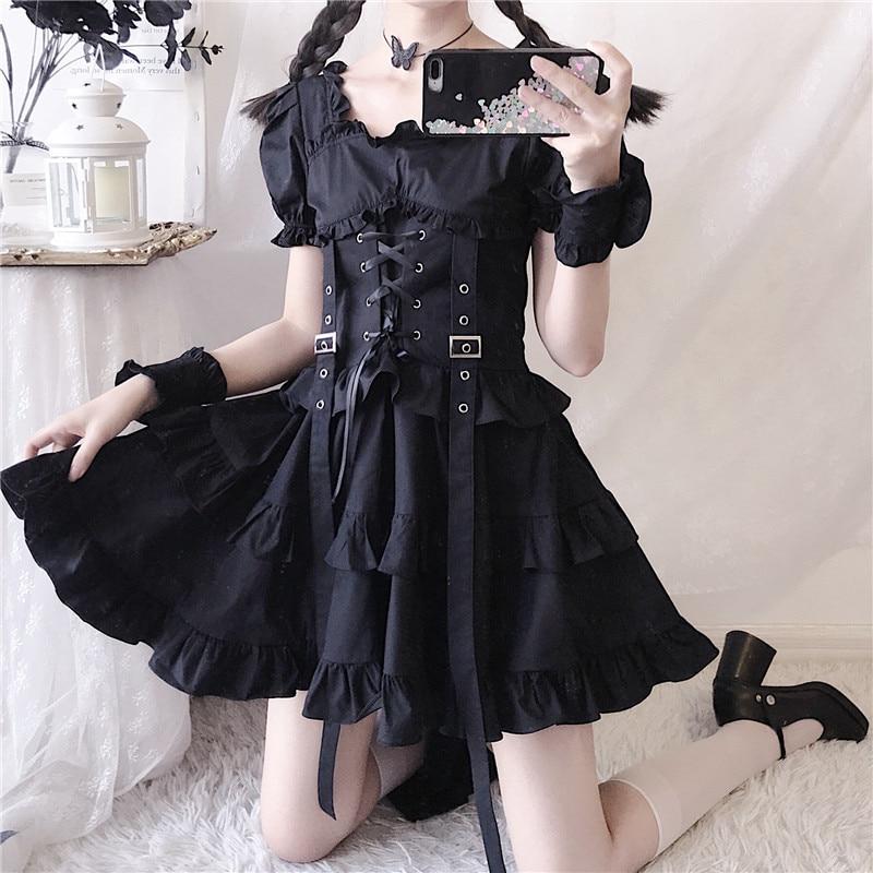 Victorian Renaissance Black Gothic Lolita Dress Women