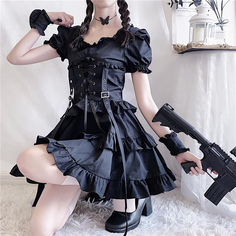 Victorian Renaissance Black Gothic Lolita Dress Women