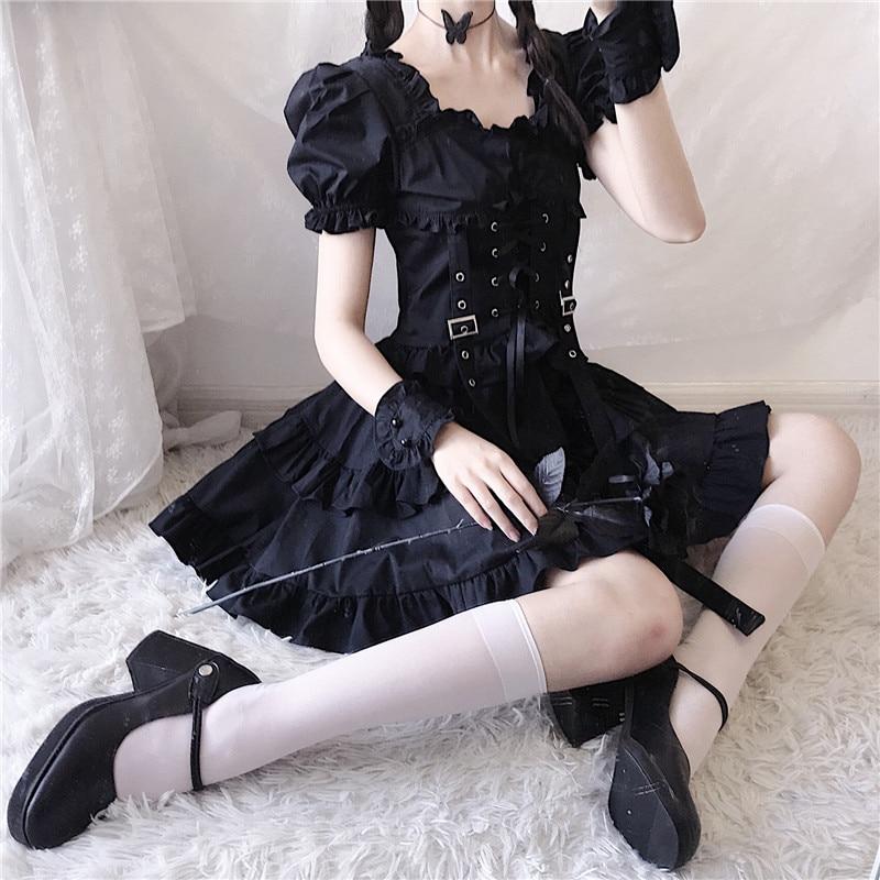 Victorian Renaissance Black Gothic Lolita Dress Women