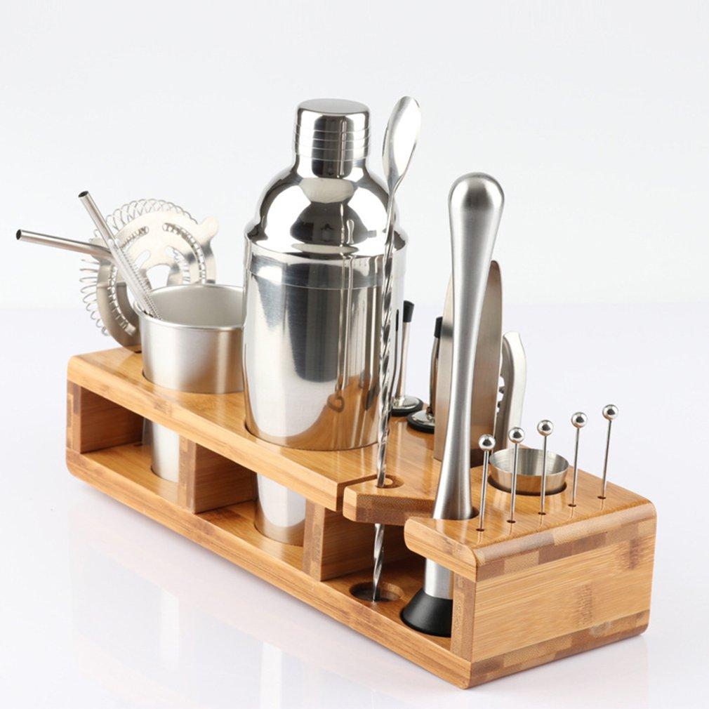 23Pcs Stainless Steel Cocktail Shaker Set Barware Kit With Rack