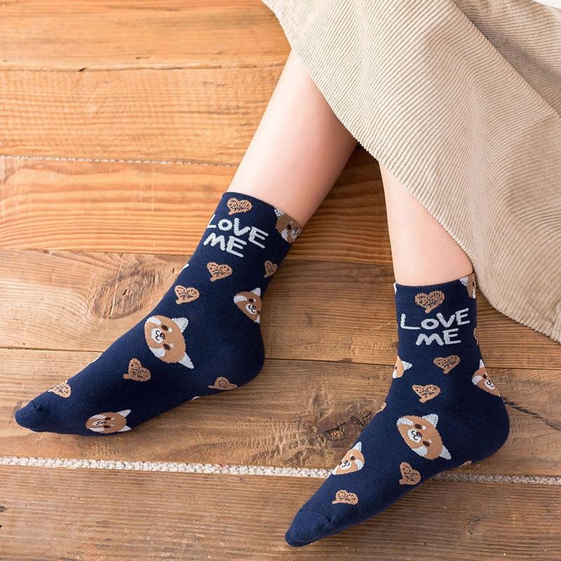 Cute Animal Love Me Socks Cartoon Print Design For Women