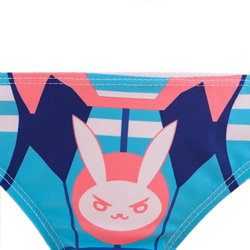 Sexy Cute Women Blue Bikini Set D.Va Cosplay Costume Bra Panties Stockings