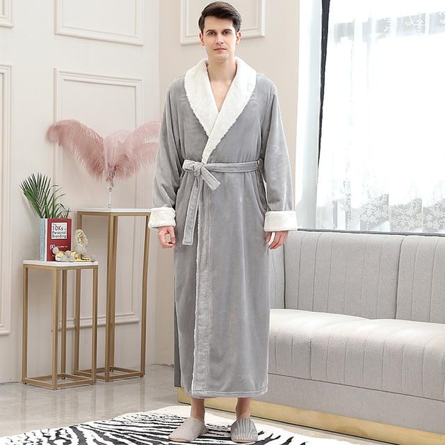 1 Sets of Hod Health & Home 1 Sets Of Long Warm Coral Fleece Plush Soft Winter Dressing Gown Men Women